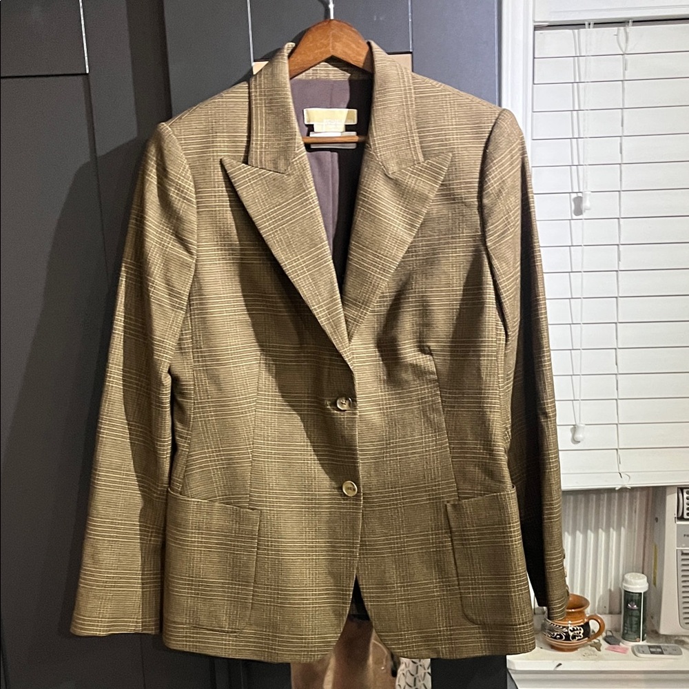 Michael Kors Tan Plaid Blazer
